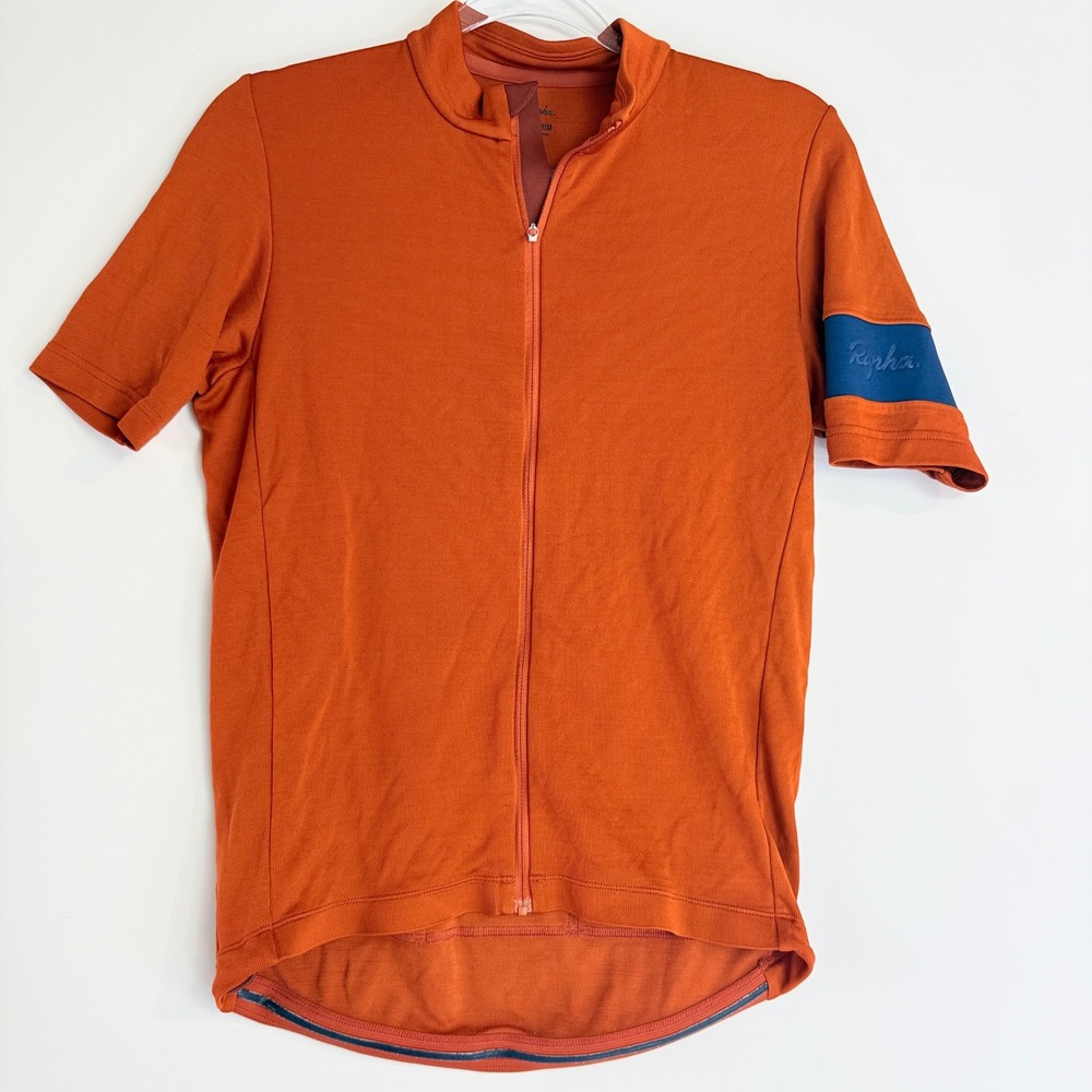 Rapha Classic Jersey Men Medium Orange Merino Blend Short Sleeve Full Zip